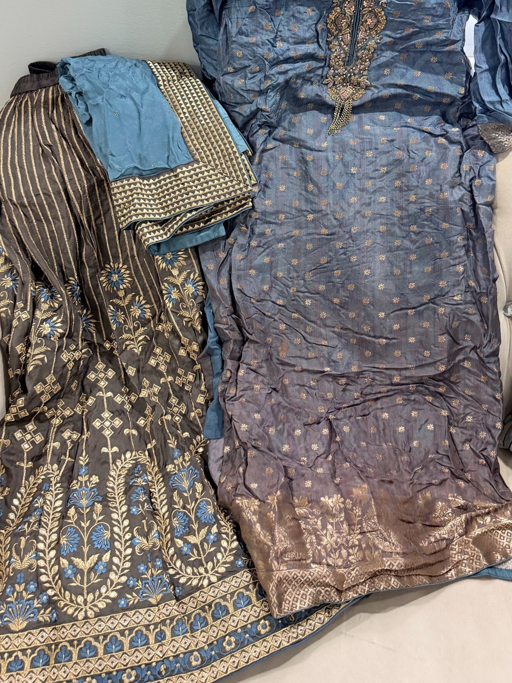 Blue Embroidered Ethnic Dress Set